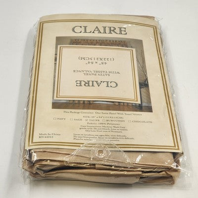 Claire Taupe Curtain Panel Satin Tassel Valance For Window Wall 48"x84" China
