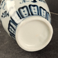 Chinese Porcelain Vase Blue White Round Multiple Images 2.7" Across x 5.75" Tall