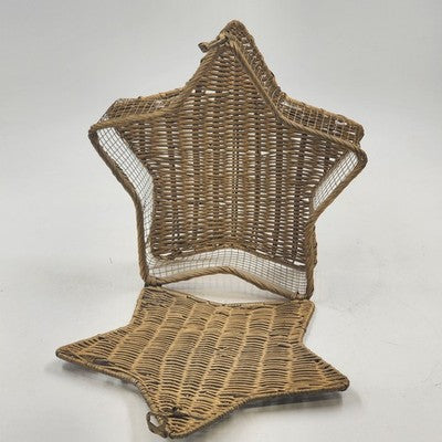 Basket Box Storage 10"Star Shape Large Hanging Wicker Natural Wood Color Weaving