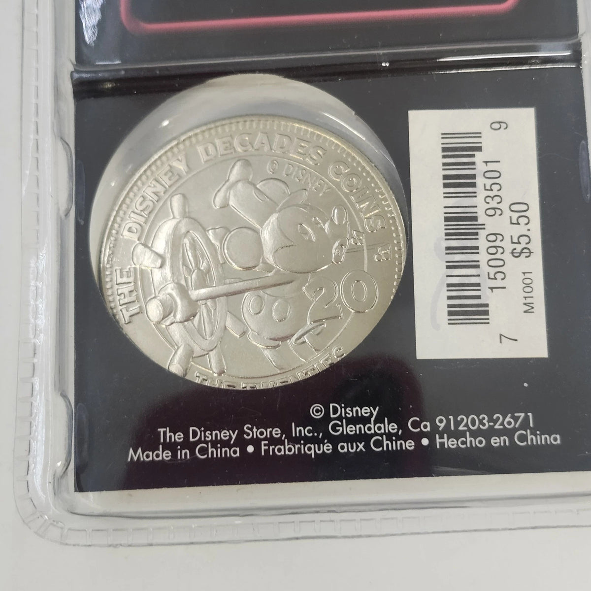 Disney Store Decades Coin #1 Steamboat Willie Mickey Mouse 1928 Sealed China Vtg