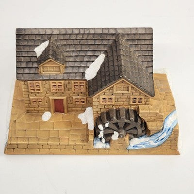 Grist Mill Christmas Village Bisque Ceramic Illuminated 8" Homemade Vintage