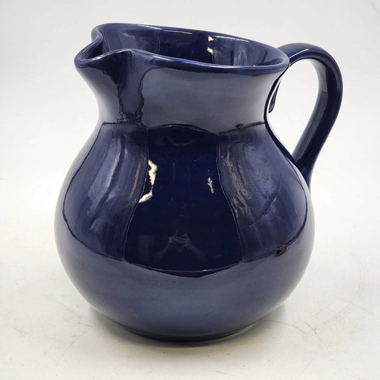 Hausenware Cobalt Blue Ceramic Pitcher Vintage 8" Farmhouse Kitchen Decor China