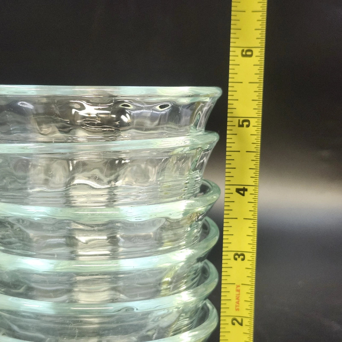 6 Pc Pyrex 463 Clear Glass Custard Cups Bowls Ramekins 6 oz Scalloped Flared Rim