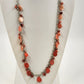 Necklace Silver Tone Pink Coral Shade Stone Beads 36" Long Lobster Closure