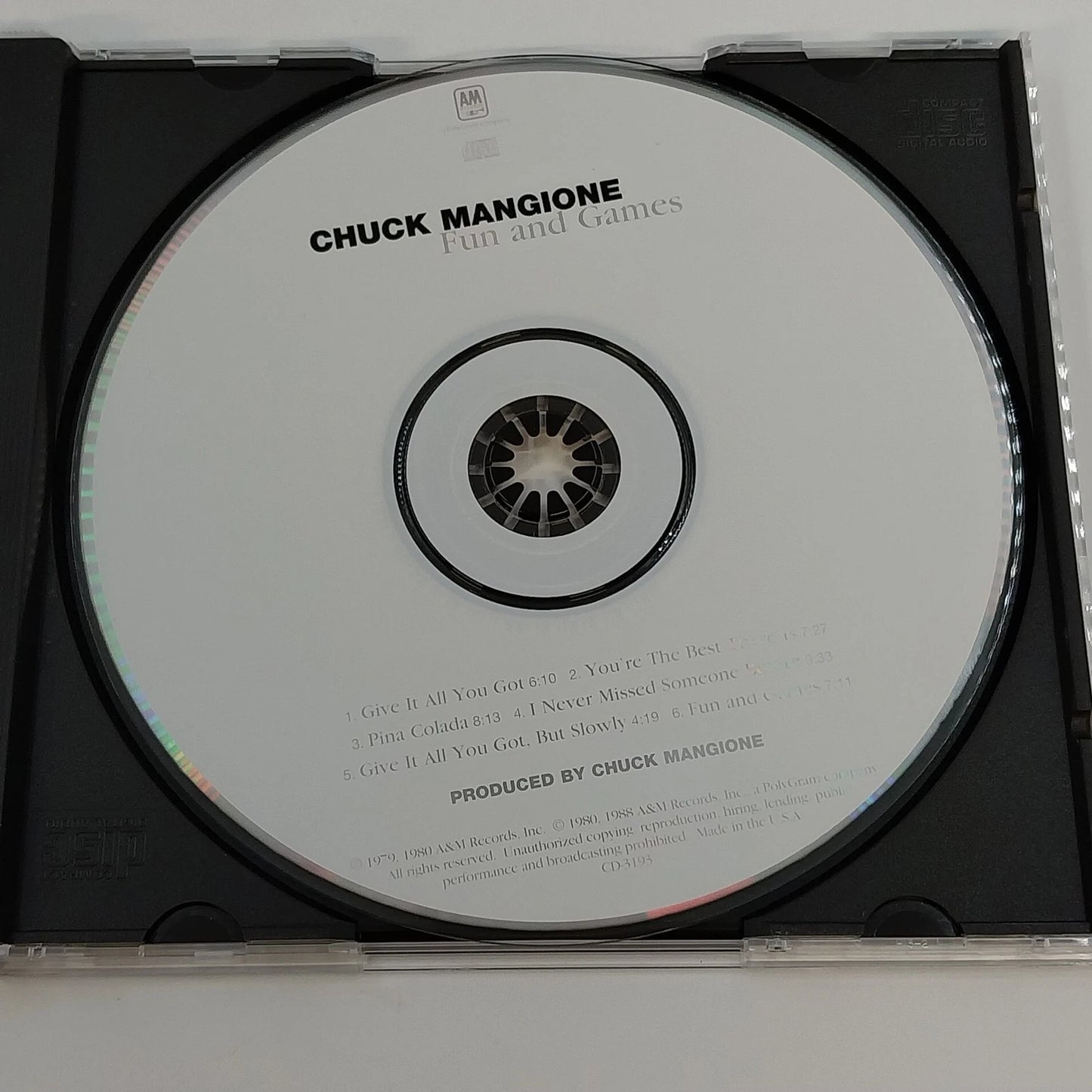 Chuck Mangione Fun and Games A&M Records CD-3193 Jazz CD 1988 USA