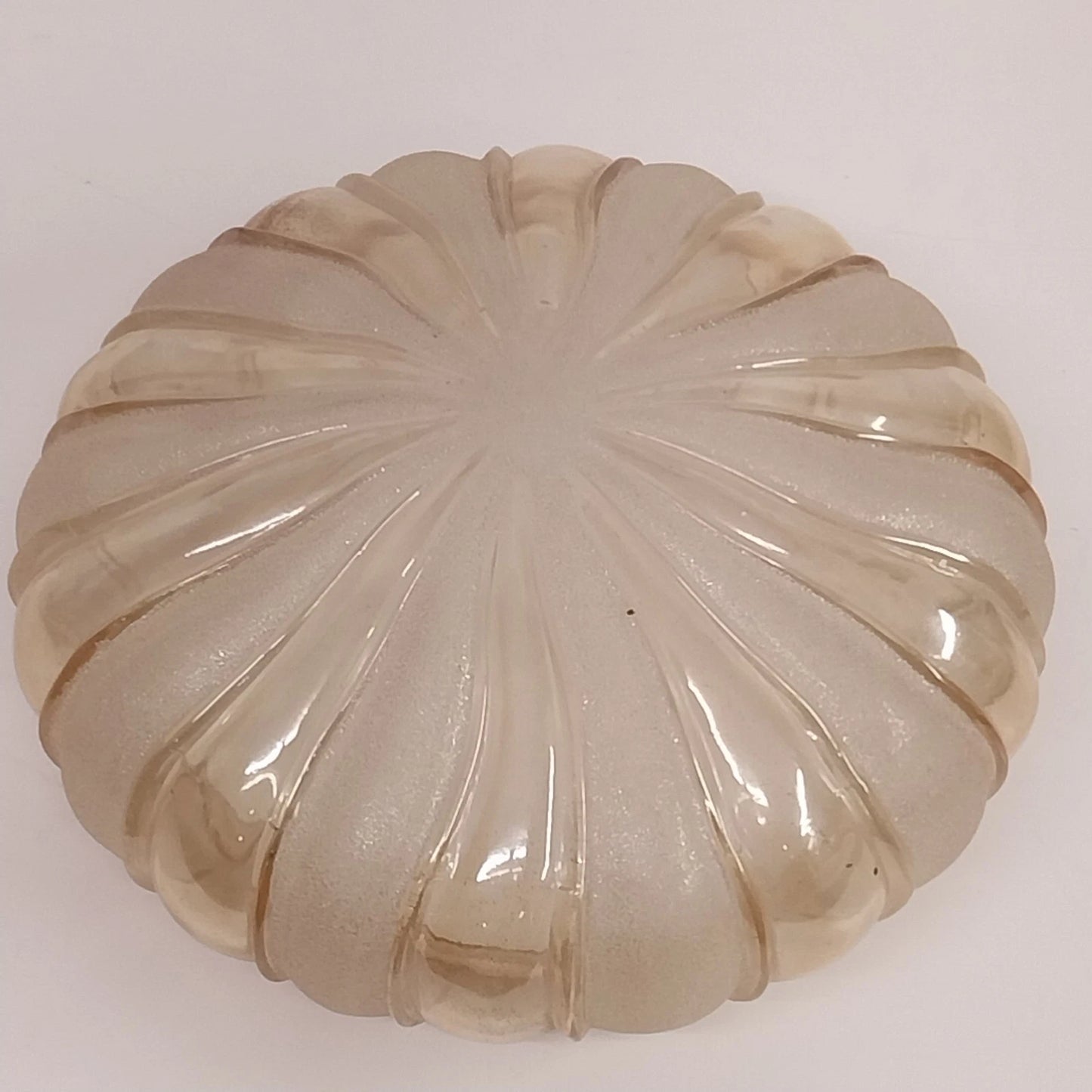 Amber Glass Ceiling Light Shade 12" Ribbed Pumpkin Flush Mount 9" Fitter Vintage