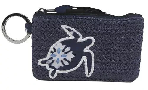 Vera Bradley Straw Zip Travel ID Case Steel Blue Medallion NWT 5 x 3 Turtle