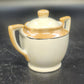 Floral Lusterware Creamer & Covered Sugar Bowl Set Gold Trim Handle Japan