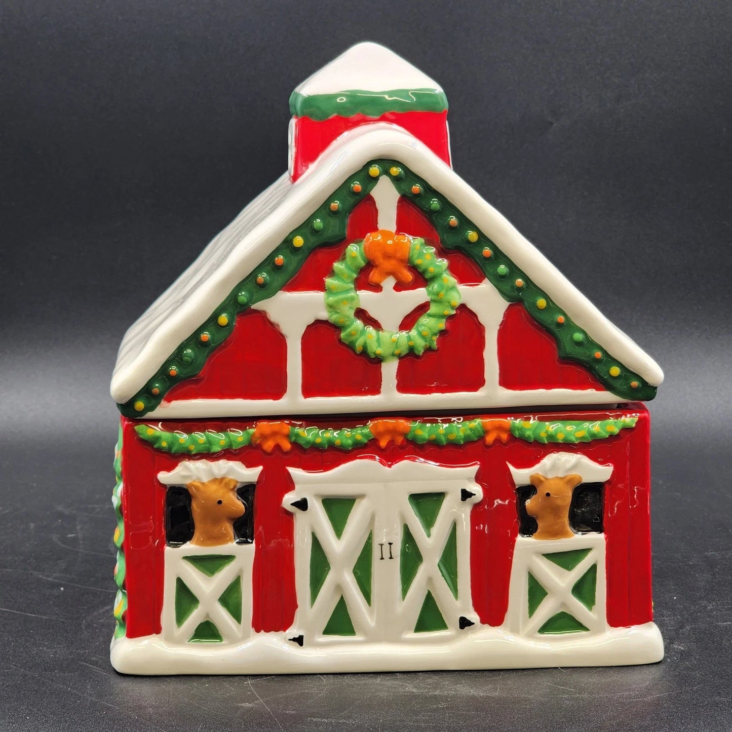 Cheryl's Cookies Cookie Jar Reindeer Stables Certified International Christmas
