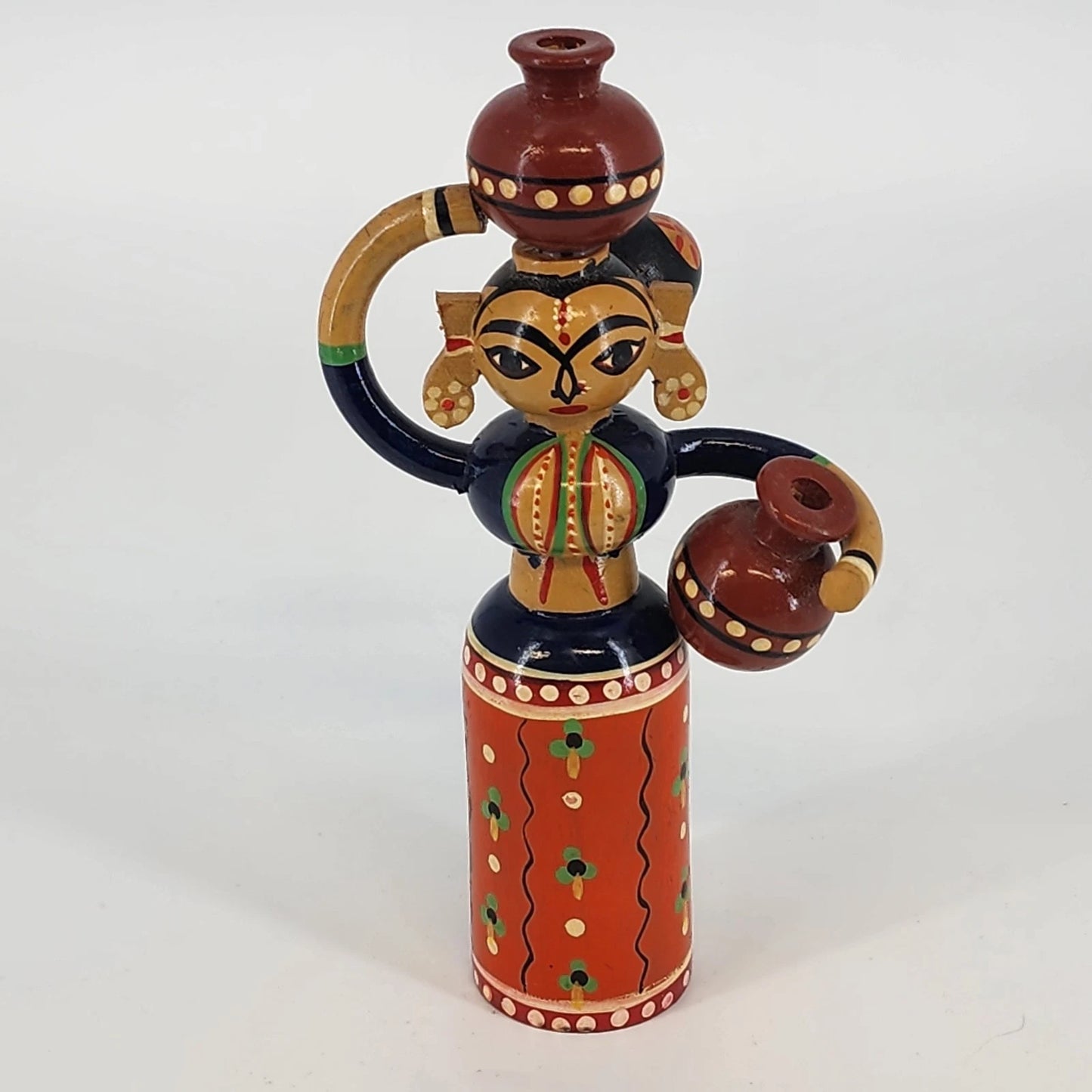 Channapatna Handmade Wooden Doll Karnataka India 7.5 Inch