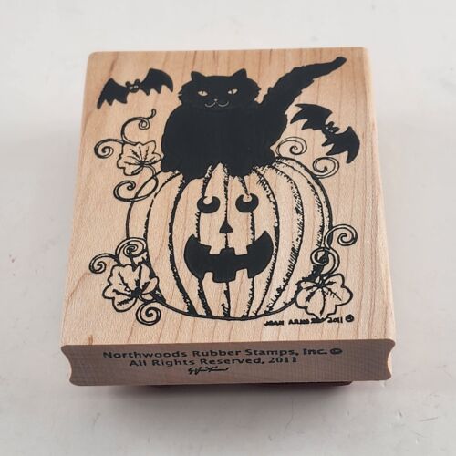 Northwoods Halloween Pumpkins Design & Boo Pattern Wooden Mounted Rubber Stamps