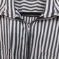 Tracy M Black White Striped Zip Front Blouse Women Large