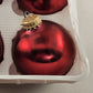 Christmas By Krebs Glass Ornaments 6 pk Red Crimson Jewel Vintage Crown Top 2.5"