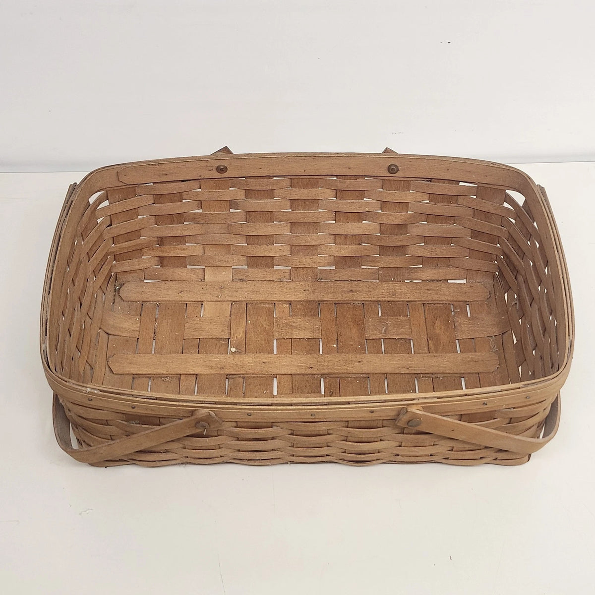 Longaberger 1989 Large Market Basket Double Swing Handles 19" Signed Ohio