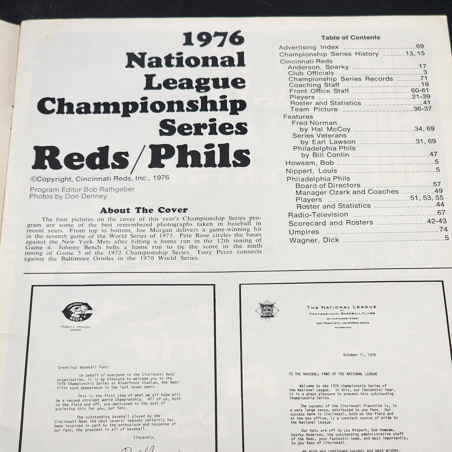 1976 NL Championship Series Program Cincinnati Reds vs Philadelphia Phillies MLB
