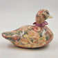 Duck Decoy Floral Decoupage Decorative Porcelain w Display Ribbon Felt Base 8.5"