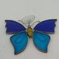 Blue Stained Glass Butterfly Suncatcher Tiffany Style Window Hang 7" Suction Cup