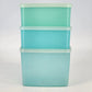 3 Tupperware 311/312 Blue Green Storage Containers w Lids Freezer Fridge Vintage