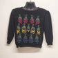 Cullinane Black Silk Blend Sweater L Floral Embroidery Shoulder Pads Vintage