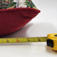 Christmas Joys Throw Pillow Red Back Holly Berries Holiday Decor 18" x 11"