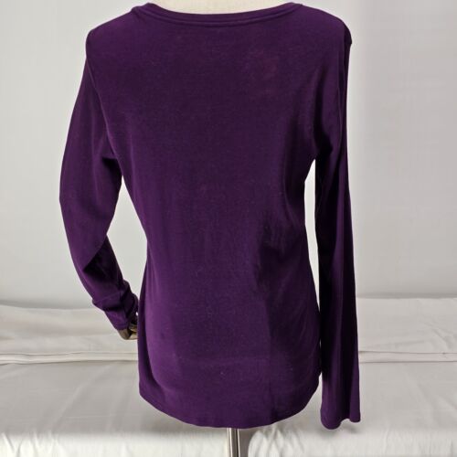 Merona T-Shirt Dark Purple Long Sleeves Size Large Women's Comfortable Cotton