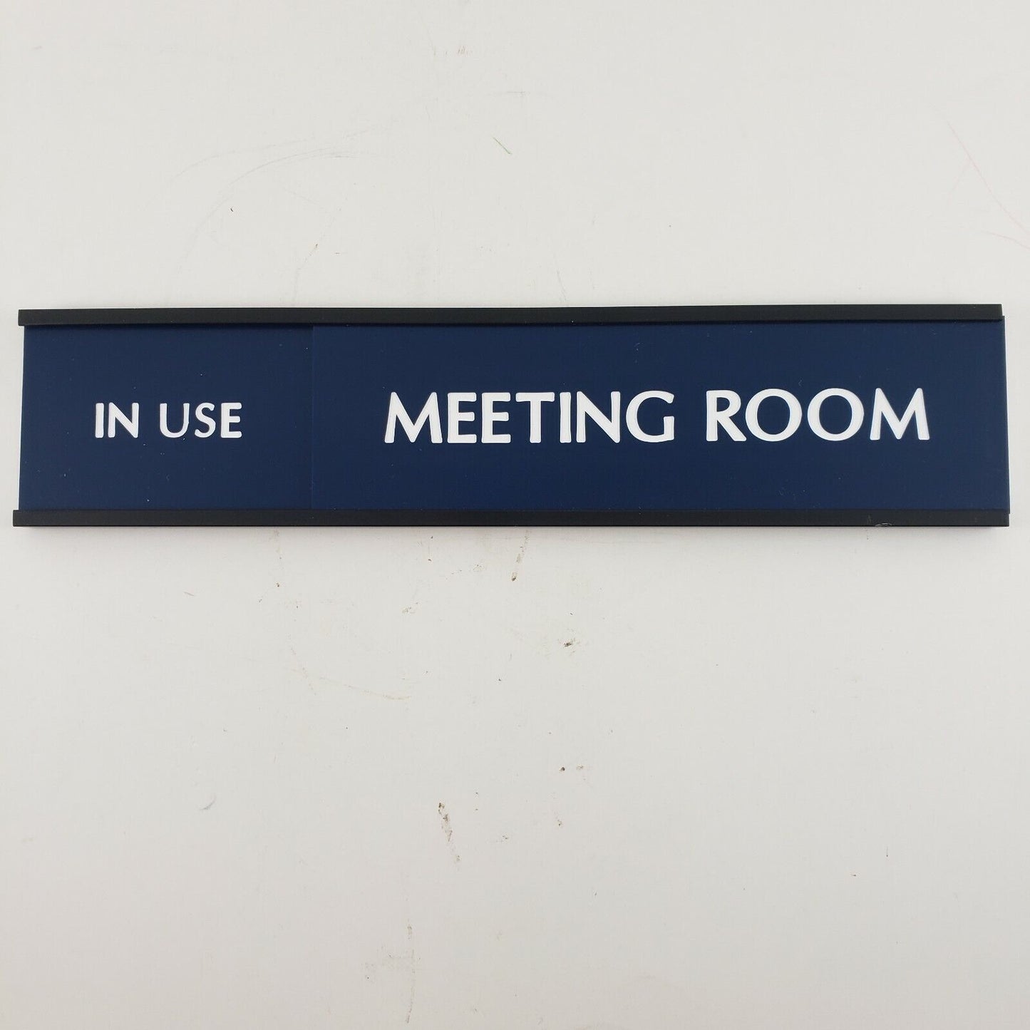 Sliding Meeting Room Sign In Use Vacant Blue Engraved