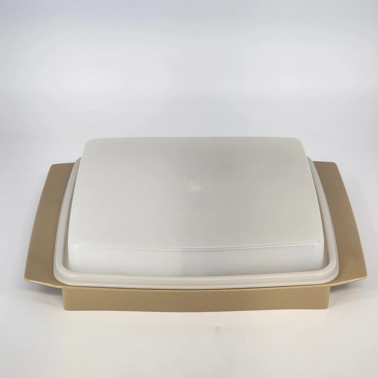 Tupperware 723-2 Deviled Egg Keeper Almond 4 Pc w Inserts Carrier 12" Vintage