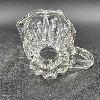 Gorham Crystal Lotus Pattern Creamer & Sugar Bowl with Lid Vtg Glass Set Germany