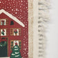 Wall Hanging Area Rug Christmas Pattern Fabric Panel Fringed Heavy Cloth 36"x20"