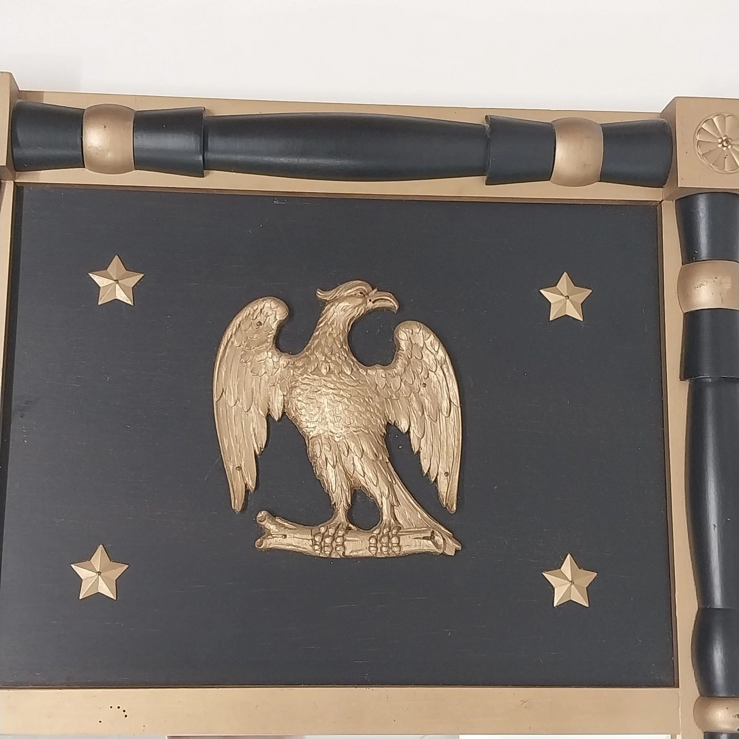 Americana Federal Eagle Trumeau Mirror Colonial MCM Black Handcraft Wood Vintage