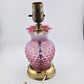 Table Lamp 9" Fenton Cranberry Opalescent Hobnail Ruffled Brass Base NO SHADE