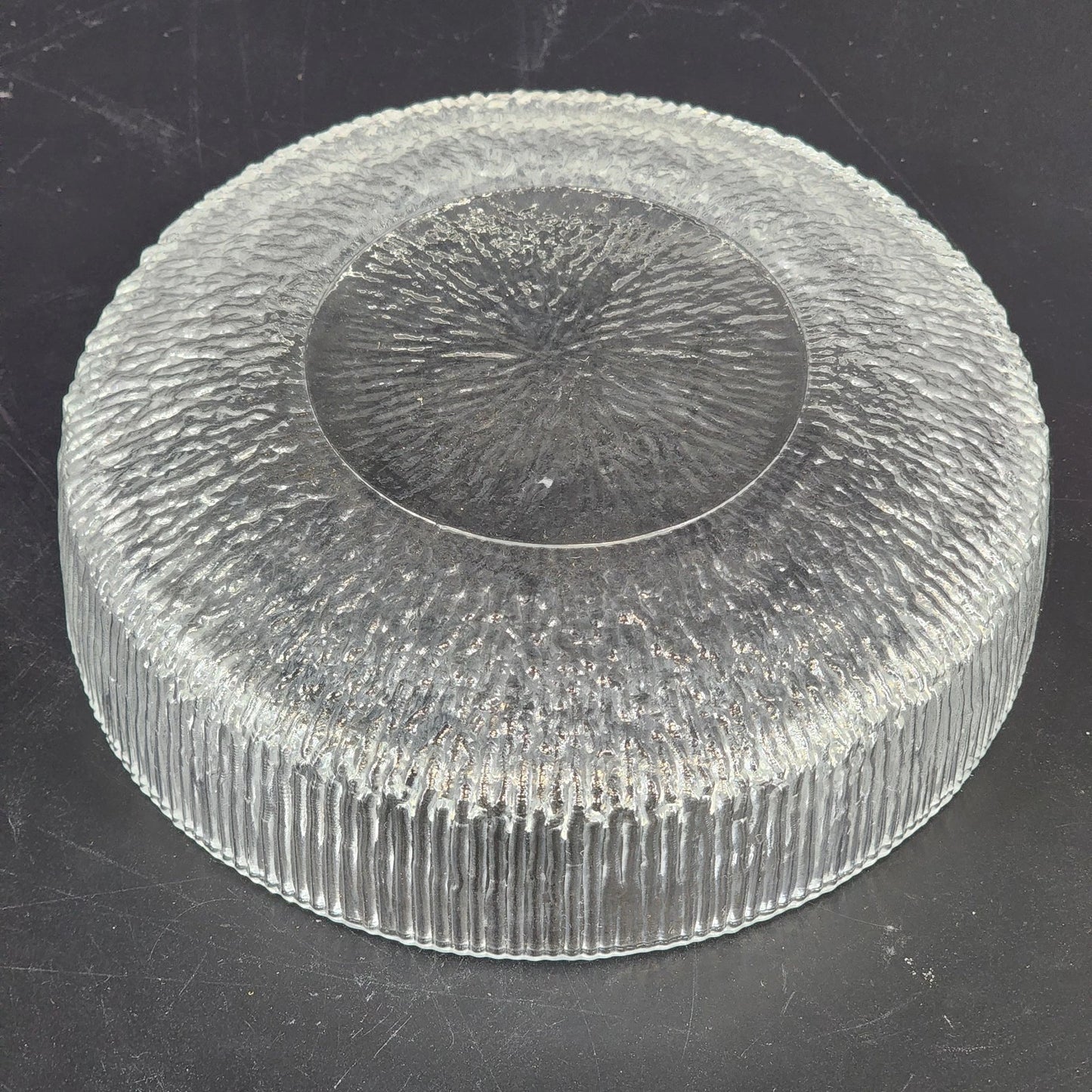Indiana Glass Tree Bark Ice Textured Bowl 6.75 Inch Vintage