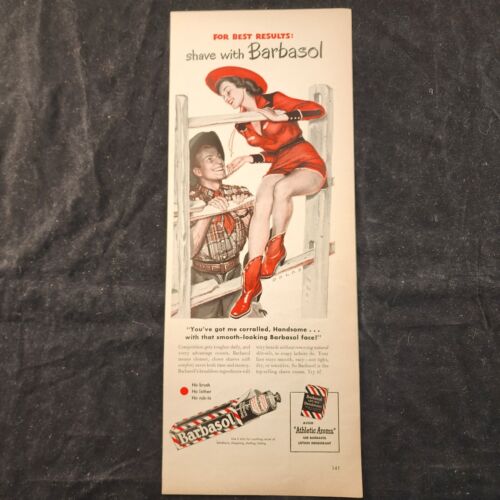 Barbasol Modern Shaving Creme Cowboy Girl Corral Deodorant 1948 Vintage Print Ad