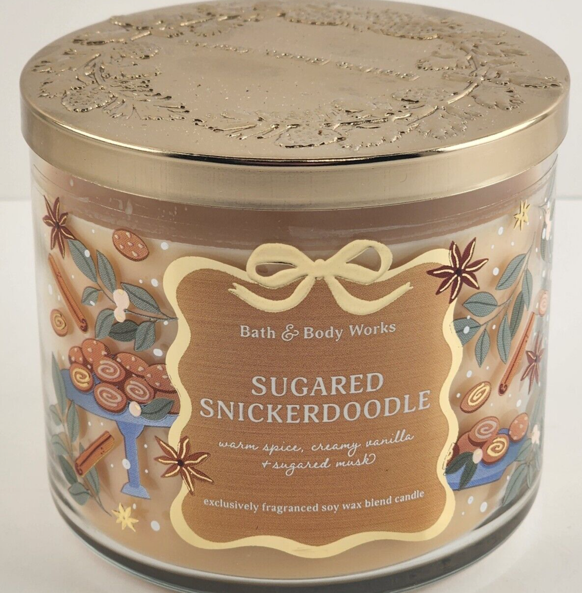 Sugared Snickerdoodle 3 Wick Candle Bath Body Works Holiday Christmas 14.5 oz LG