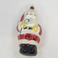 Santa Claus Hand Painted Blown Glass Christmas Hanging Ornament 5.25" Candy Cane