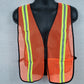 High Visibility Orange Mesh Safety Vest Vertical Reflective Strip Fits Most New