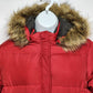 Athletech Puffer Coat Women’s Small Red Down Detachable Faux Fur Hood Zips Snaps