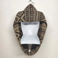 Geometric Tribal Infinity Scarf Brown Cream Acrylic Knit Neck Warmer 12x30" Vtg