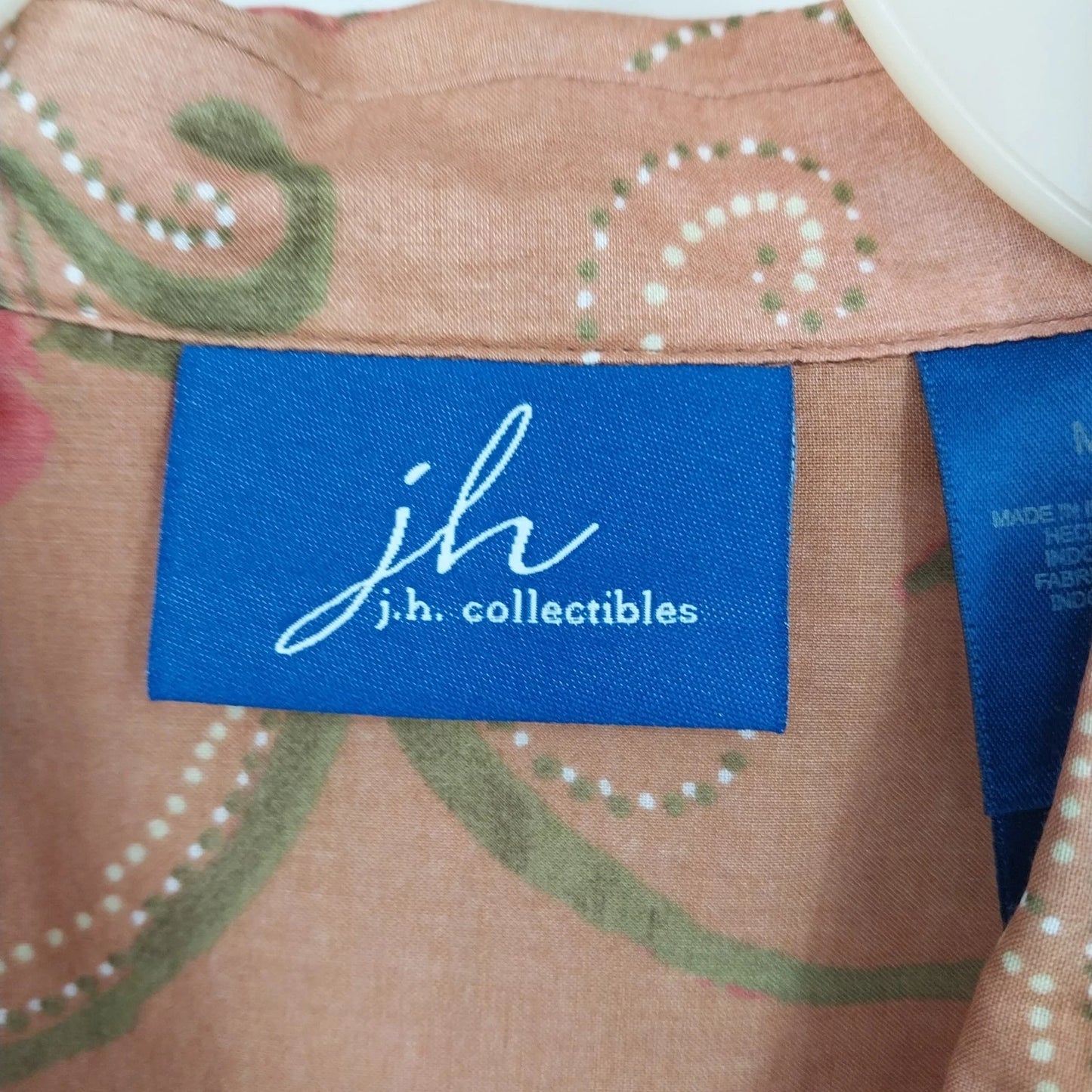 JH Collectibles Floral Button Front Blouse Collared Long Sleeve Medium Women's