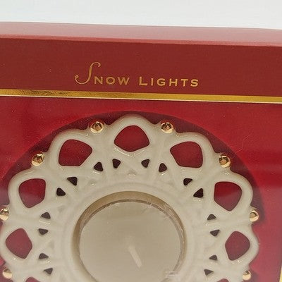 Candle Holder Lenox Holidays Snow Light Shimmer Votive Tealight Snowflake 4” NIB