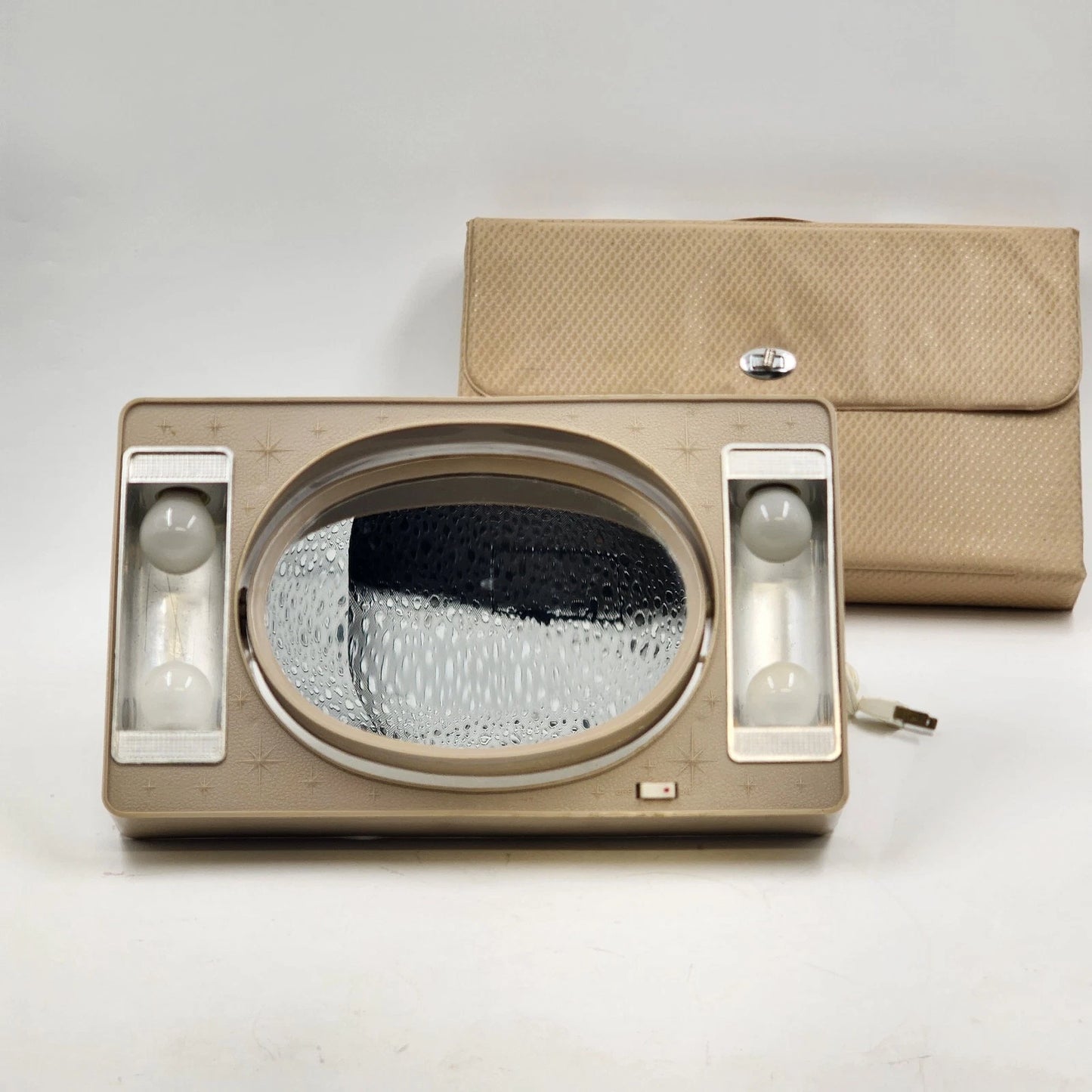 Lighted Makeup Mirror Magnifying / Standard Starburst Kitsch Glam Beige Case