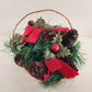 Christmas Basket Wicker Centerpiece Pinecones Holly Berries Greenery 8" China