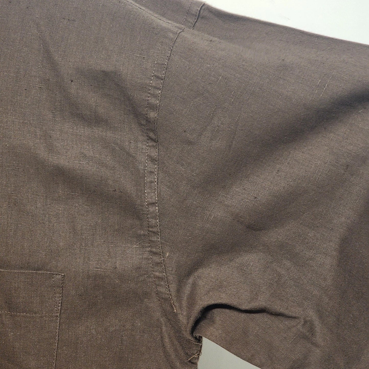 Bruno Mens Linen Cotton Blend Shirt XL Brown Button Down Italy