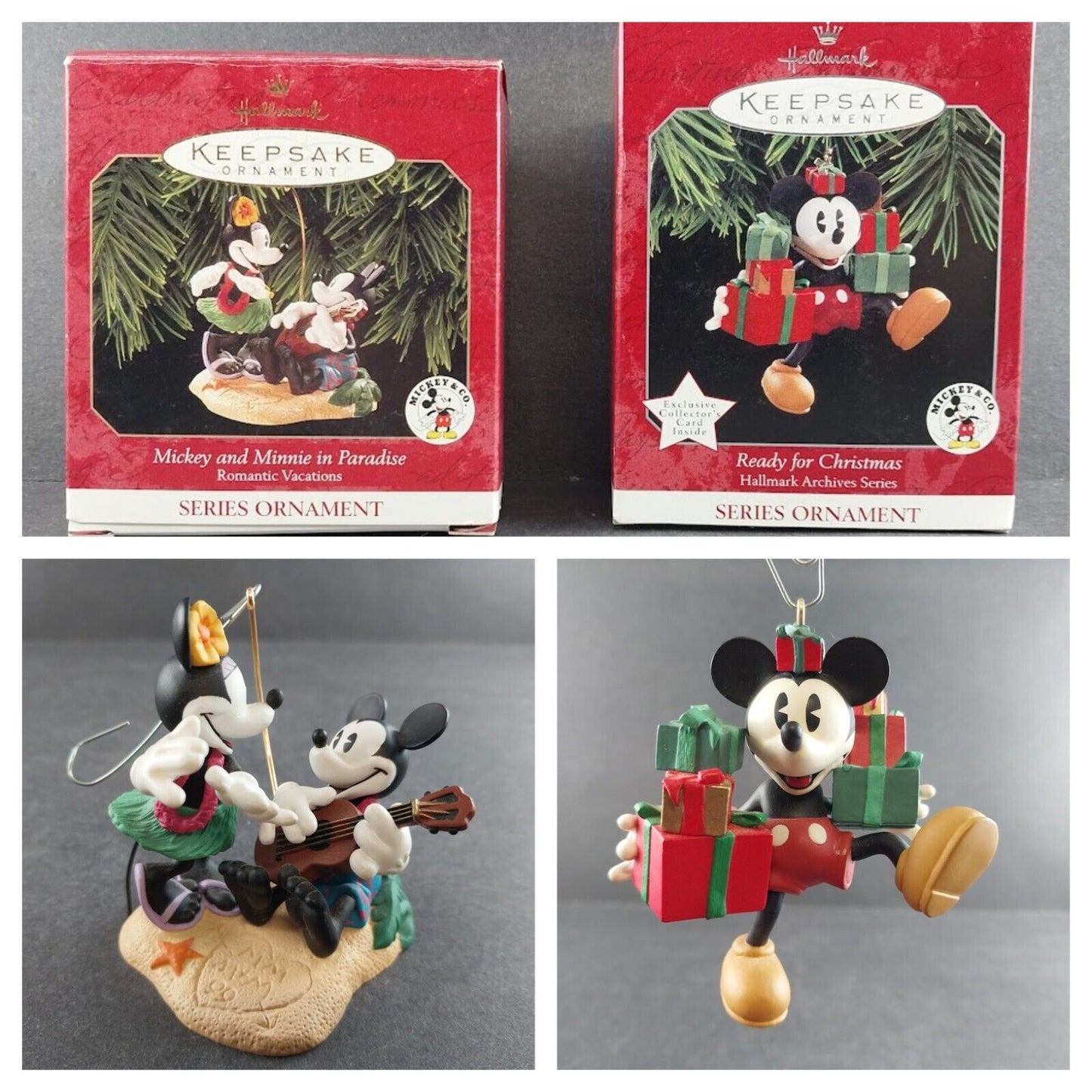 2 Hallmark Keepsake Series Christmas Ornaments from 1998 1999 Mickey and Co Vtg