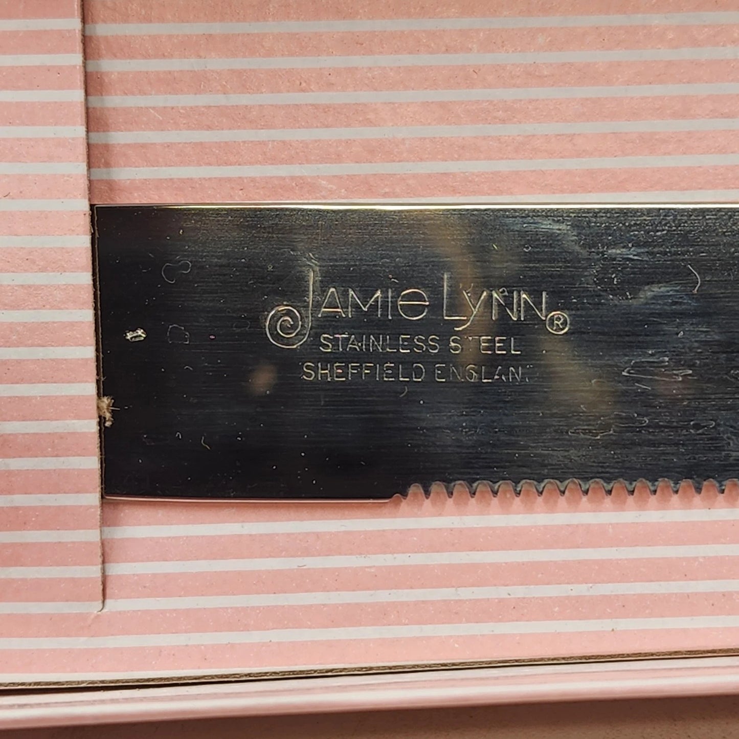 Jamie Lynn Wedding Cake Knife Server 12" 4 Pink Handle Stainless Sheffield Bride