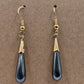 2 Dangle Earrings Gold Silver Black Bow Net Agate Pearl 1.5" Drop