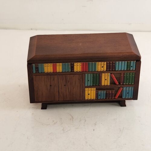 Music Box Wood Bookcase Jewelry Box Sankyo Console Japan AS IS NOT WORKING Parts