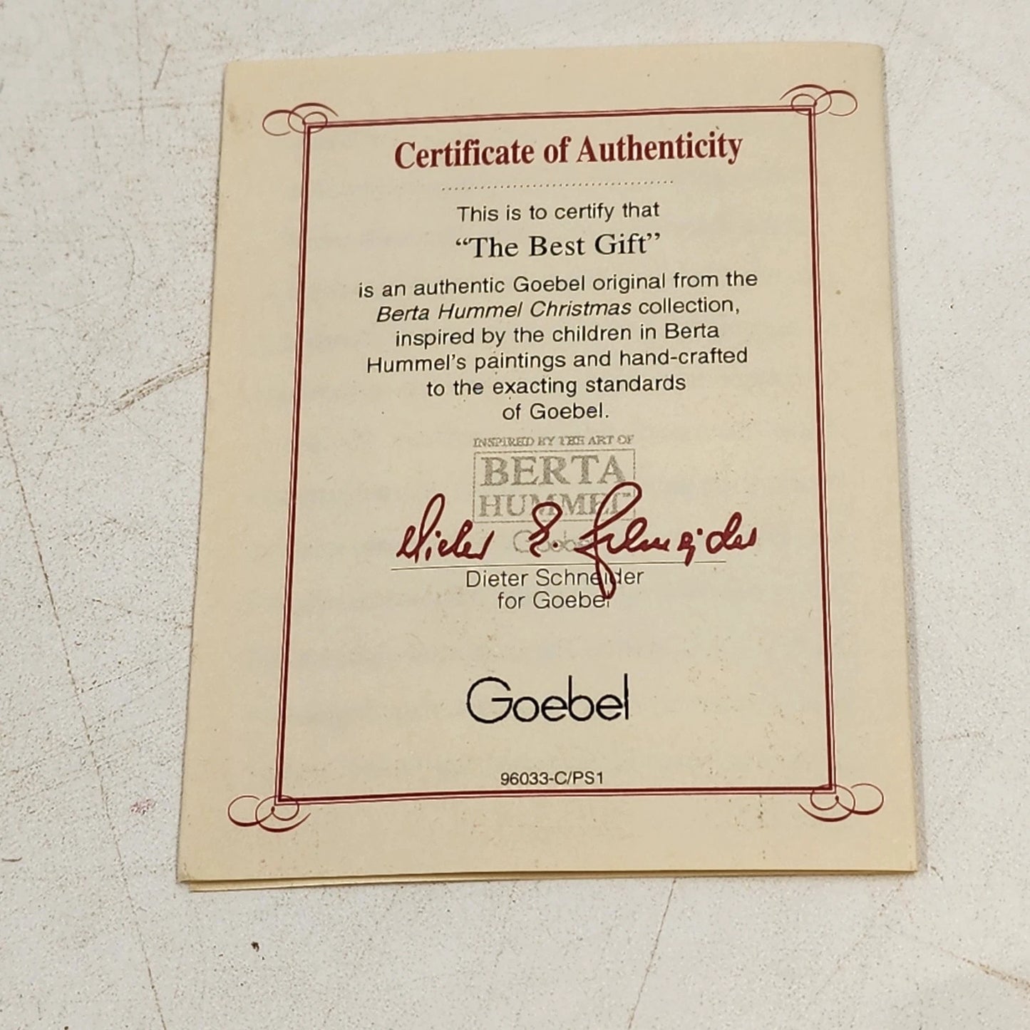 Berta Hummel THE BEST GIFT Ornament Goebel Porcelain Boy with Terrier Dog