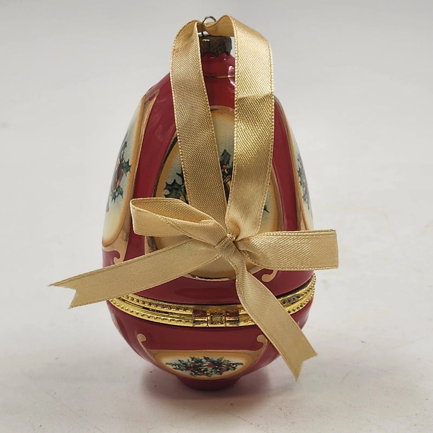 Mr Christmas Egg Trinket Music Box Ornament Bell Valerie Parr Hill Porcelain Vtg