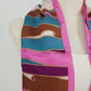 Multicolor Wavy Swirl Stripe Scarf Rectangle 11.5x44" Acetate Japan Hand Painted